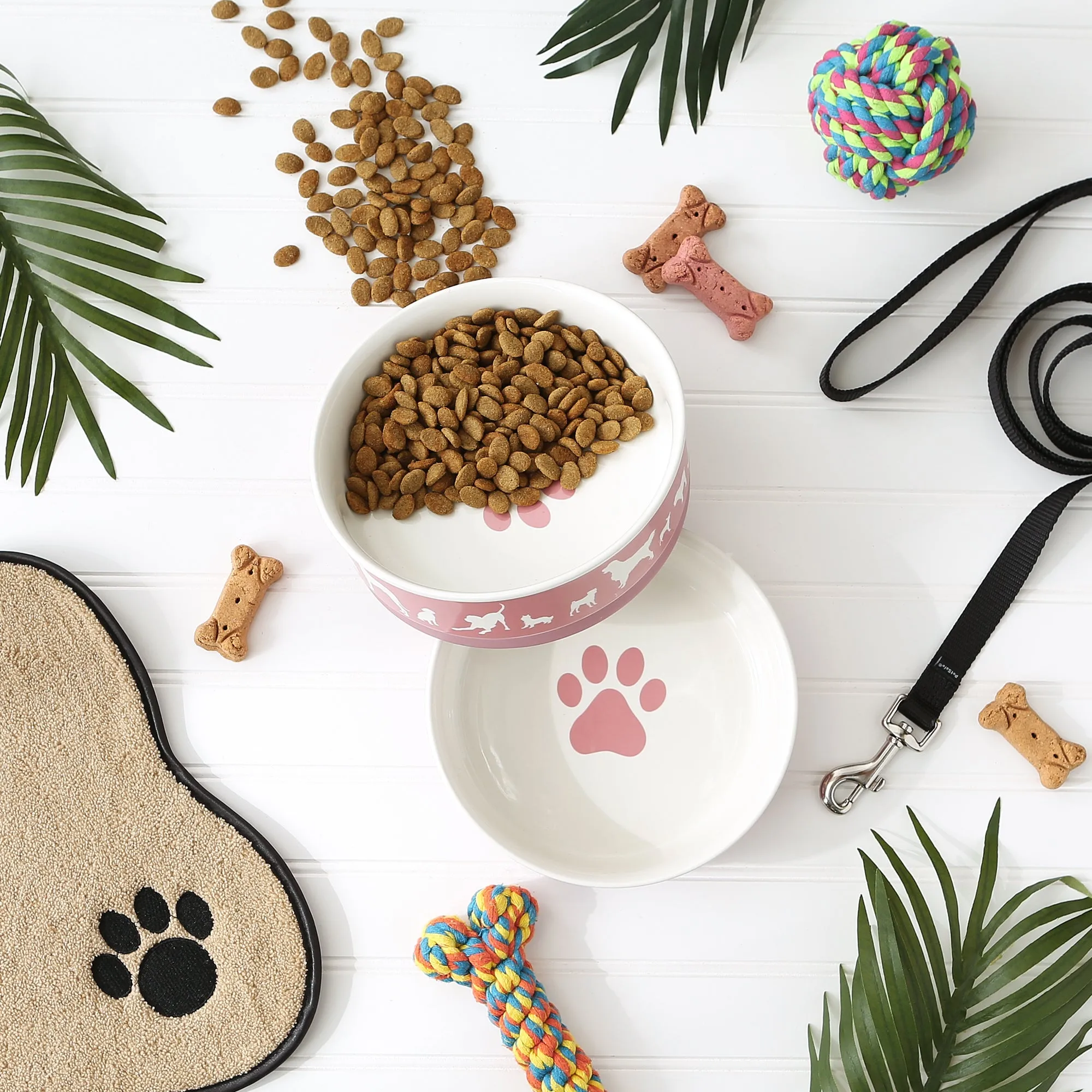 Rose Dog Show Pet Bowl Set/2, Large 3.75 C. Capacity