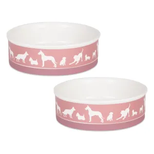 Rose Dog Show Pet Bowl Set/2, Large 3.75 C. Capacity