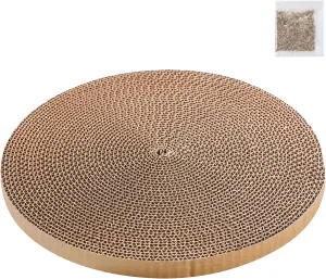 Round Cat Scratcher Refill 10 inch Diameter 3/5 Inch Thickness Circle Scratcher Replacement Scratcher Pads for Indoor Cats Scratching Cardboard (1 Pc)
