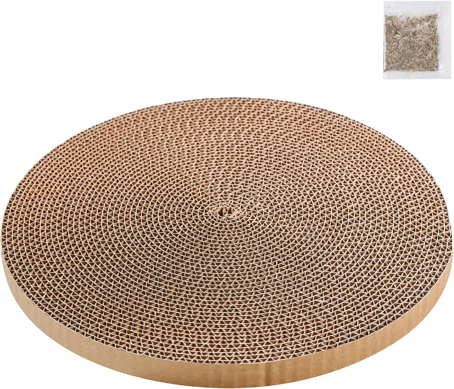 Round Cat Scratcher Refill 10 inch Diameter 3/5 Inch Thickness Circle Scratcher Replacement Scratcher Pads for Indoor Cats Scratching Cardboard (1 Pc)