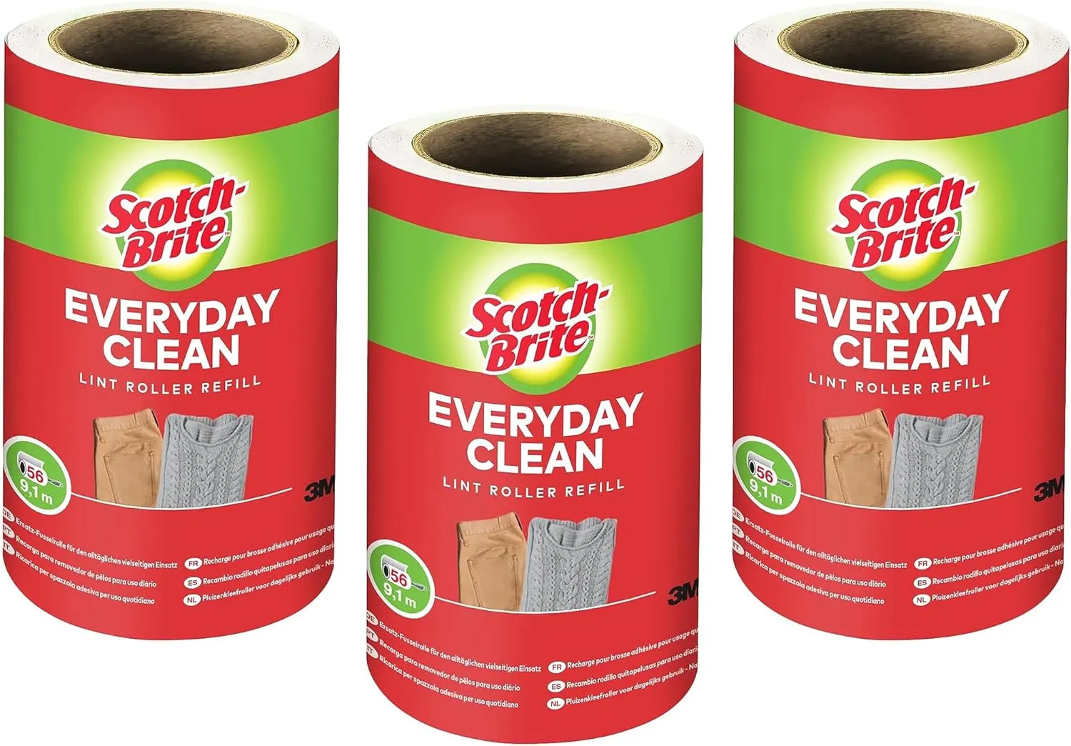 Scotch-Brite Pet Hair Pickup Lint Roller Refill 839RFS-70, 4.0 inch x 36.2 feet, 3 Refills, 210 Total Sheets