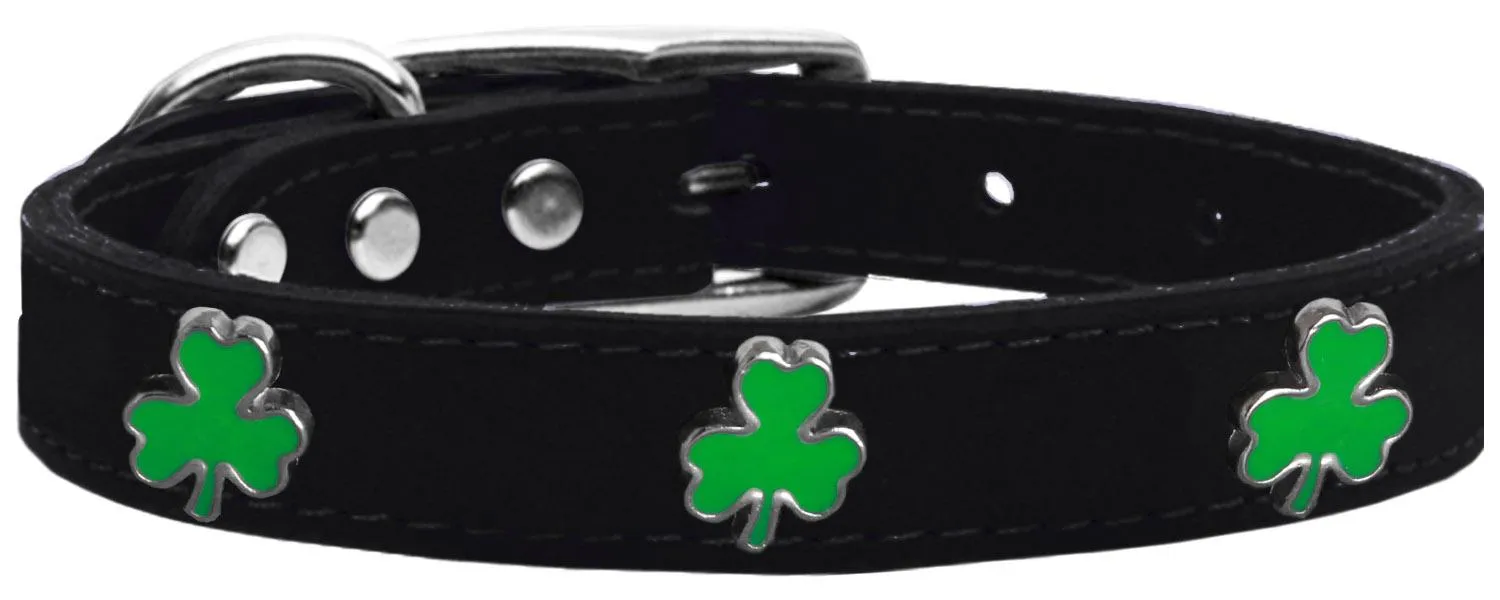 Shamrock Widget Genuine Leather Dog Collar Black 16