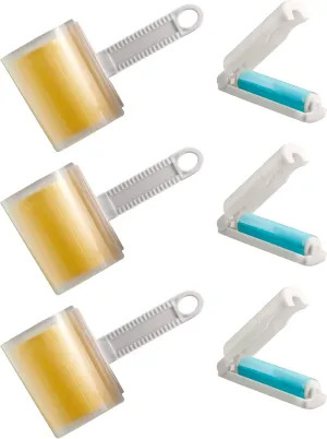 Silicone Lint Roller - Reusable Lint Rollers for Pet Hair - Washable Lint Roller with Plastic Handle - Pet Hair Remover for Clothes for Furniture, Clothes, Sofa, 6 Pcs