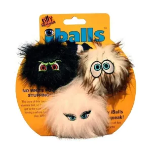 Silly Squeakers® Iballs™ Super Soft Furry Plush Dog Toys Small 3 Pack