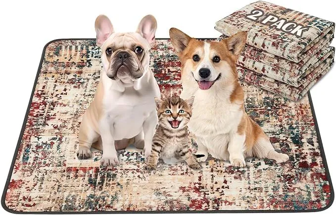 Super Absorbent Leakproof Reusable and Washable Training Pee Pads for Dogs - 2 Pack, 2 Sizes