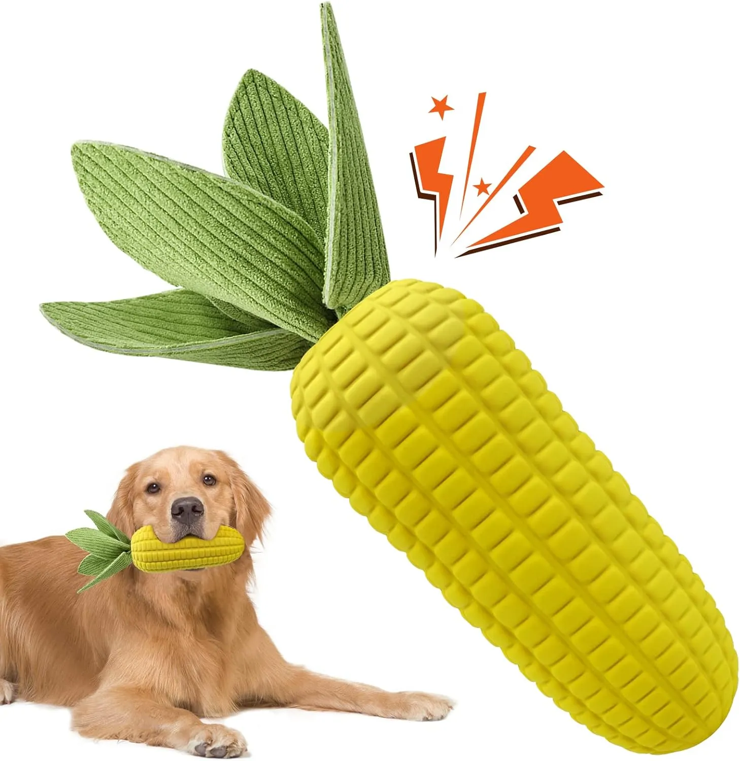 Tough Dog Toys for Aggressive Chewers, Indestructible Chew Toy for Small Medium Large Breed, Interactive Squeaky Corn Dog Toy to Keep Them Busy