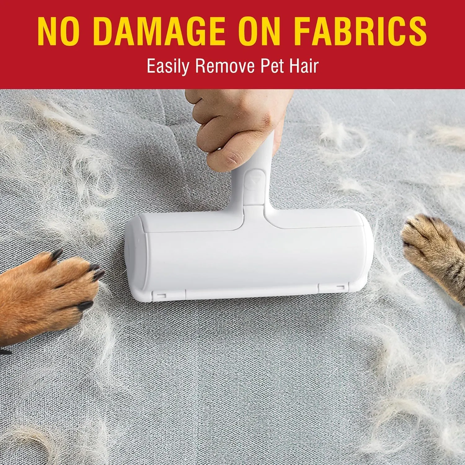 Upgrade Pet Hair Remover and Reusable Lint Roller - Cat and Dog Hair Remover for Furniture, Couch, Carpet, Clothing and Bedding - Portable, Multi-Surface
