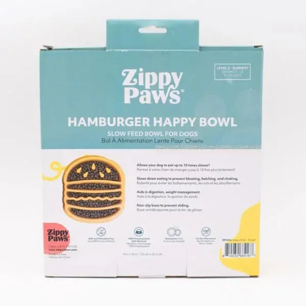 ZippyPaws Happy Bowl Slow Feeder Hamburger